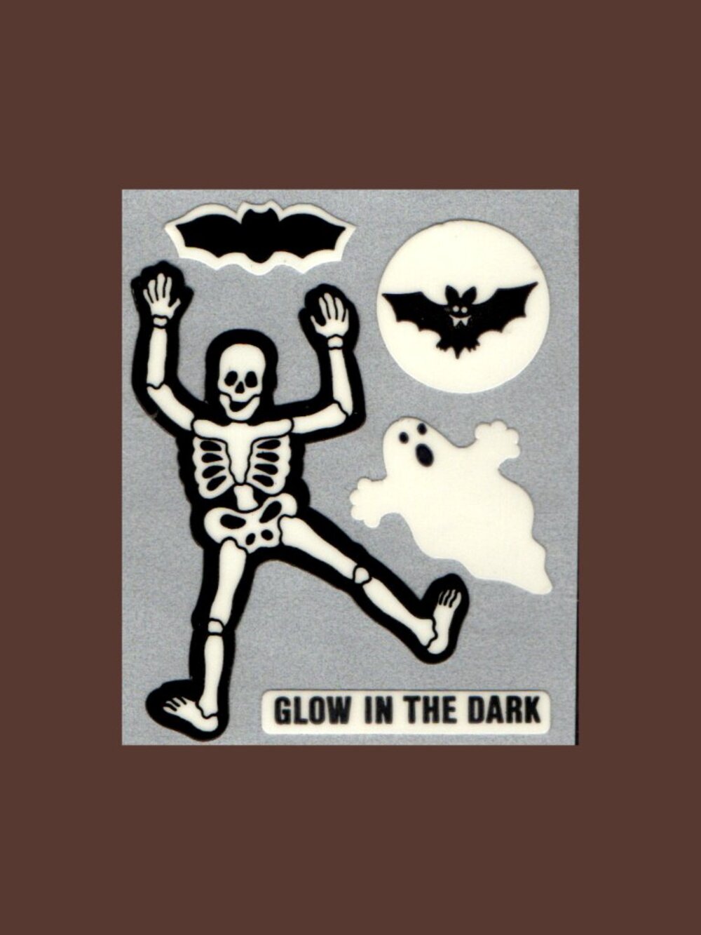 5/$20 Sandylion Glow in the Dark Skeleton Halloween Vintage Stickers New Backing